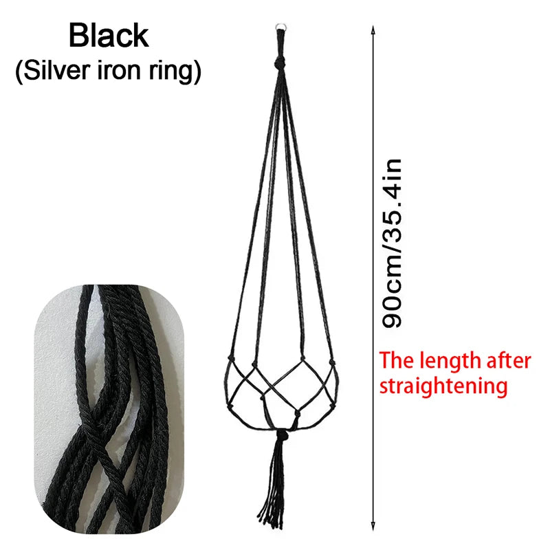 support plante suspendue macramé boho fibre végétale beige blanc noir artisanal