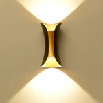 lampe murale moderne noir doré incurvée deux sources lumineuse montée mur haute qualité ip55