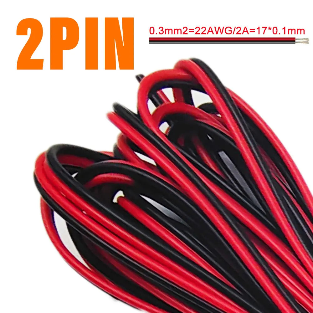câble électrique flexible led 22awg 1m 5m 10m 2pin 3pin 5pin 6pin rouge blanc