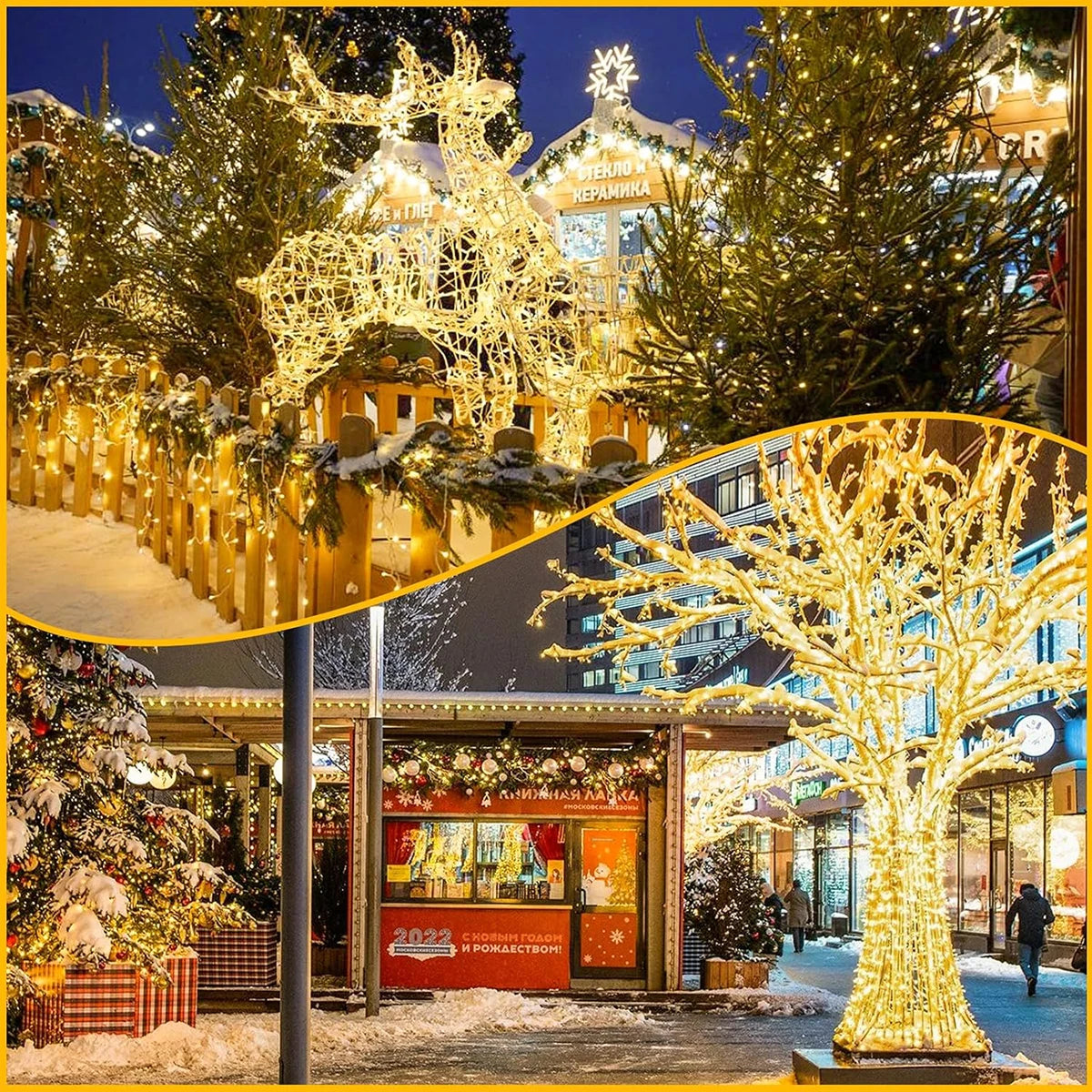 guirlande lumineuse led blanc chaud filament moderne télécommande prise murale extérieur noël jardin