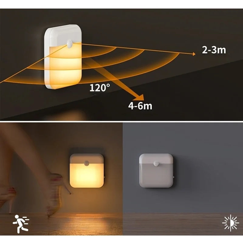 lampe nuit rechargeable usb détecteur mouvement adhésif blanc moderne sans fil led
