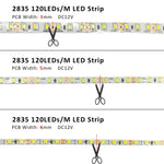 ruban led 12v 120leds/m blanc chaud adhésif moderne 50000h 3000k certification rohs ccc fcc