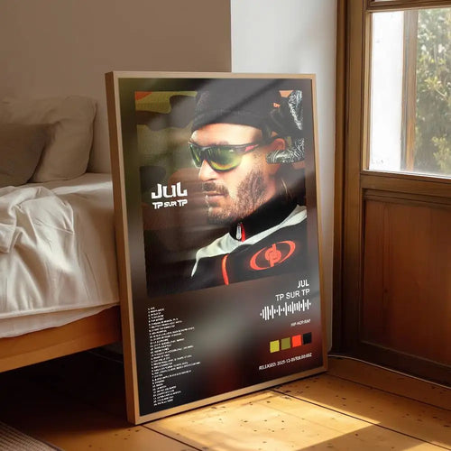 affiche moderne JUL TP SUB TP cadre bois chambre salon photo rap musicien