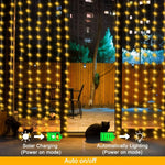 guirlande lumineuse rideau solaire led multicolore decoration exterieur jardin festive moderne