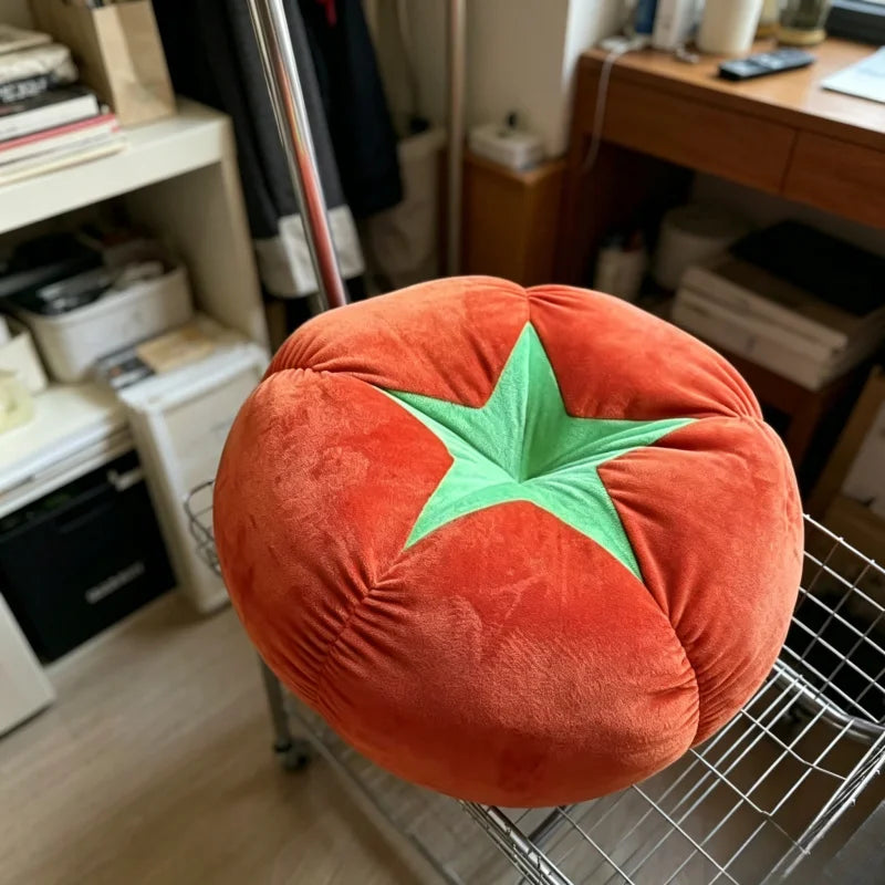 coussin décoratif forme champignon tomate tissu peluche anti décubitus lavable moderne rouges jaunes marrons