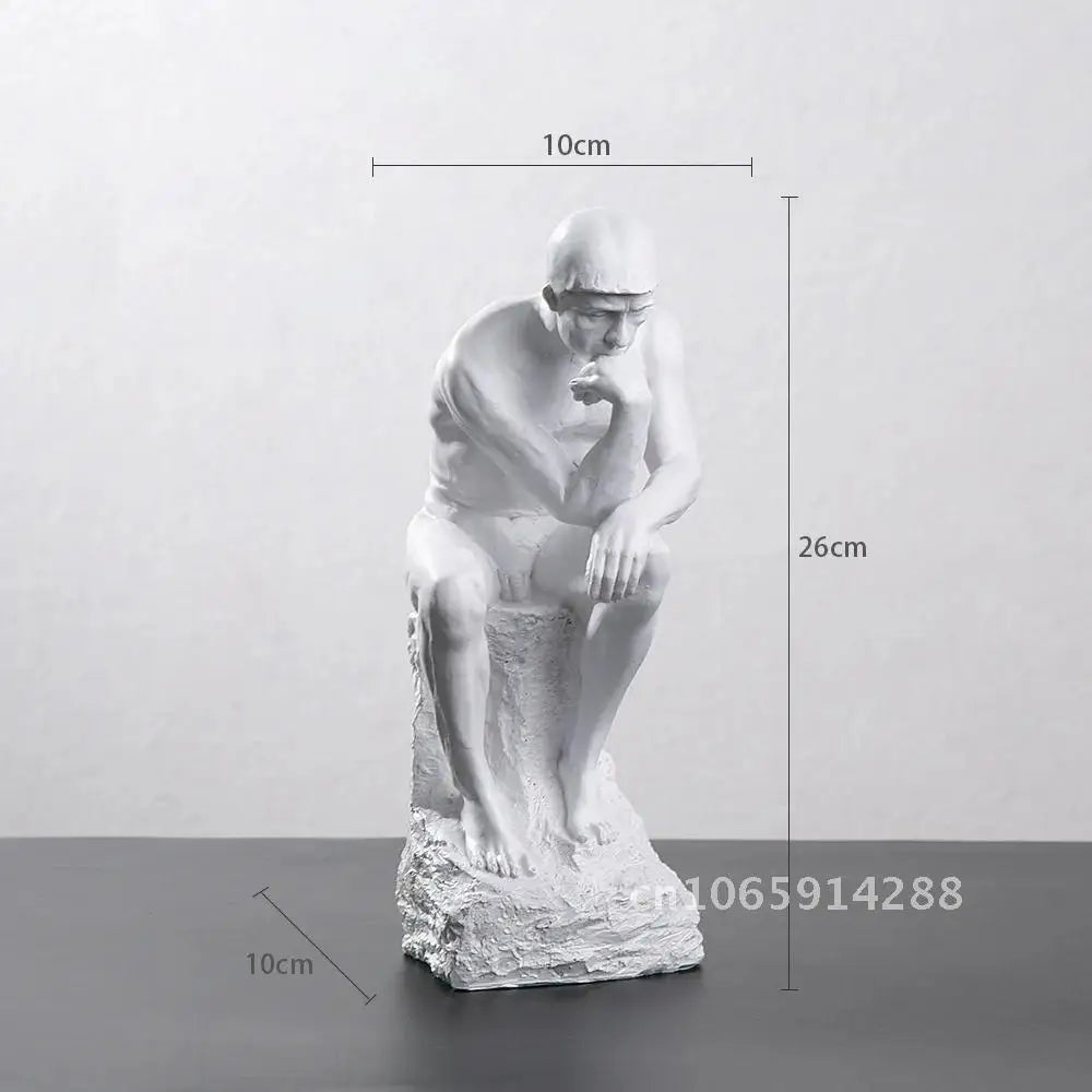 statue penseur rodin résine blanc noir classique art antique décoration intérieure salon