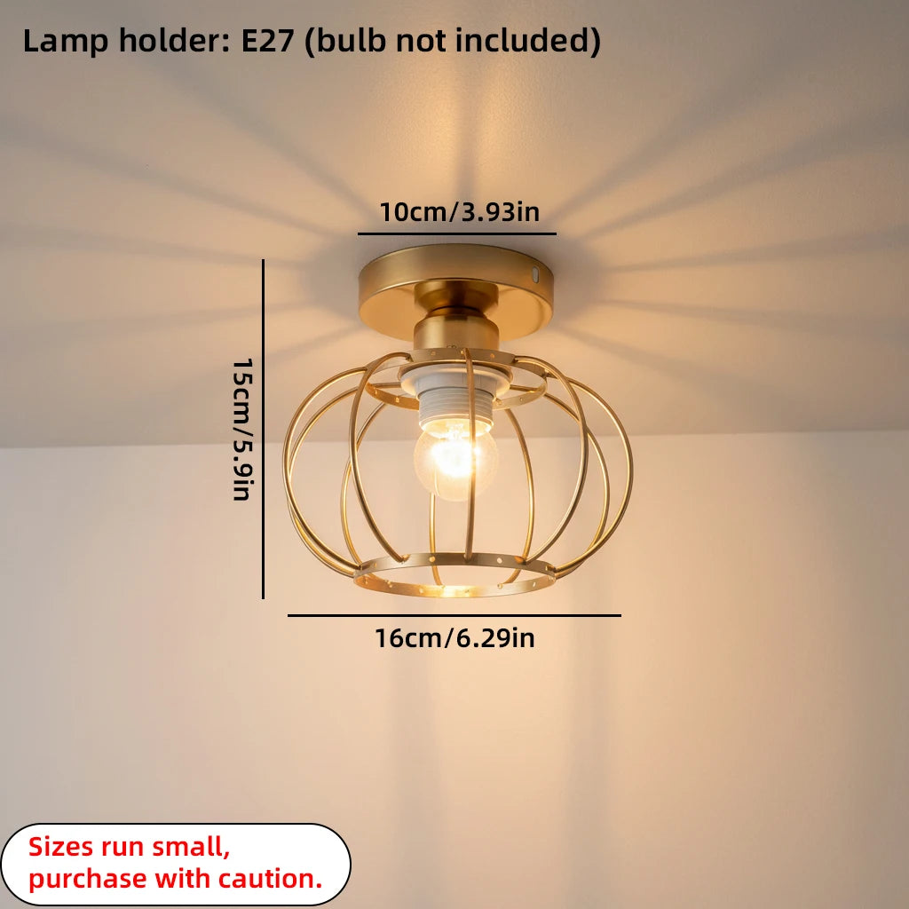 lampe moderne industrielle noir doré cage métallique éclairage entrée couloir cuisine