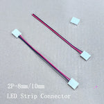 connecteur câble ruban led 8mm 10mm broches blanc rouge noir adhésif
