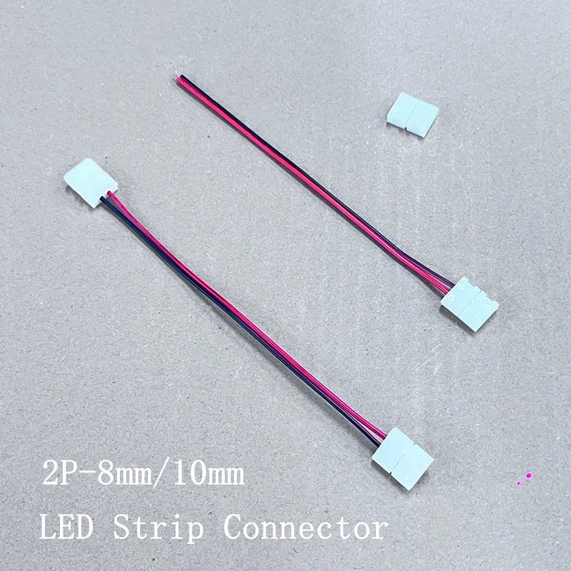 connecteur câble ruban led 8mm 10mm broches blanc rouge noir adhésif