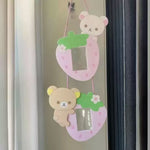 cadre photo mural rose vert feuille verte visage mignon enfantin décoration chambre suspendu crochets