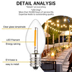 ampoule led filament doré 2700k blanc chaud e14 220v 0.5w transparent moderne 25000h