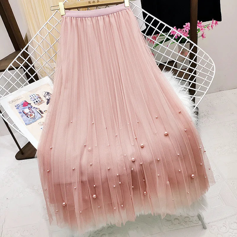 jupe plissée classique élégante polyester noir rose blanc bleu gris féminine été printemps