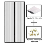 rideau porte magnétique noir gris rayures moderne clips fixations fermeture ventilation domestique