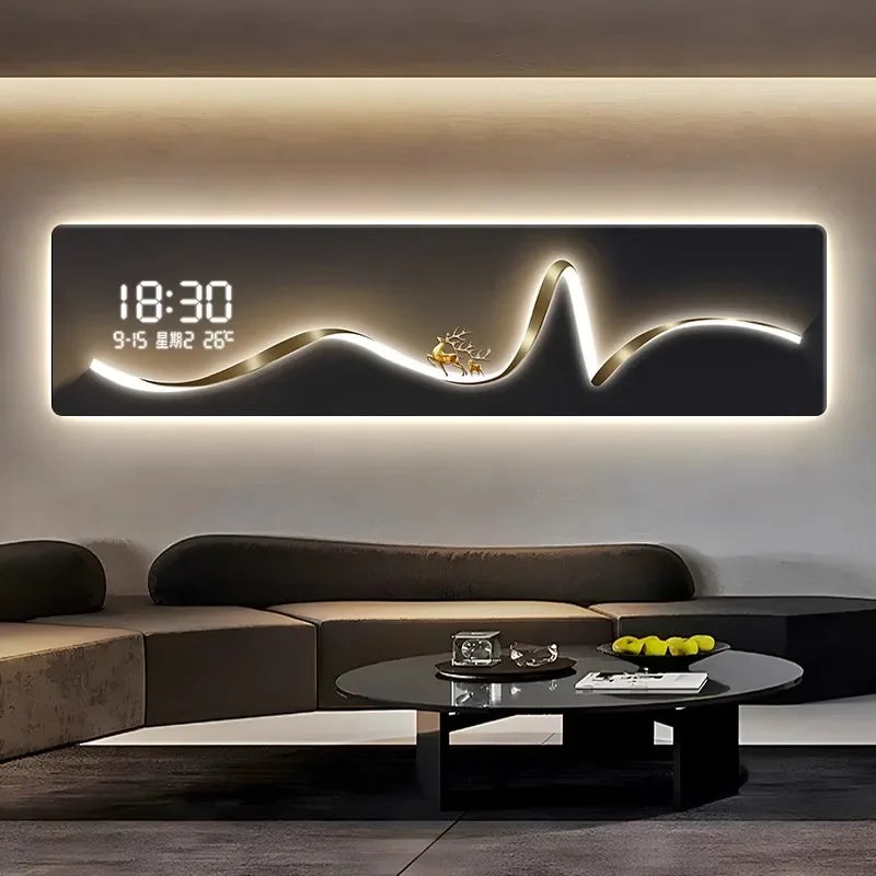 Grande horloge murale design blanche sur mur gris