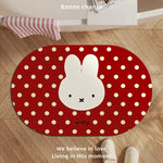 tapis bain antidérapant absorbant motifs points rouge jaune blanc lapin miffy moderne enfantin