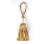 pompon porte élégant brodé couleur beige doré argenté gris blanc textile maison
