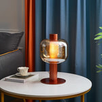 lampe table moderne ambre gris perforations circulaires transparente led 11w 15w chambre salon