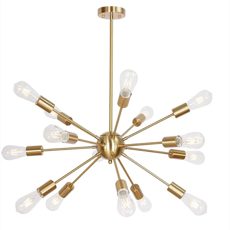 chandelier industriel or noir têtes éclairage salon chambre moderne