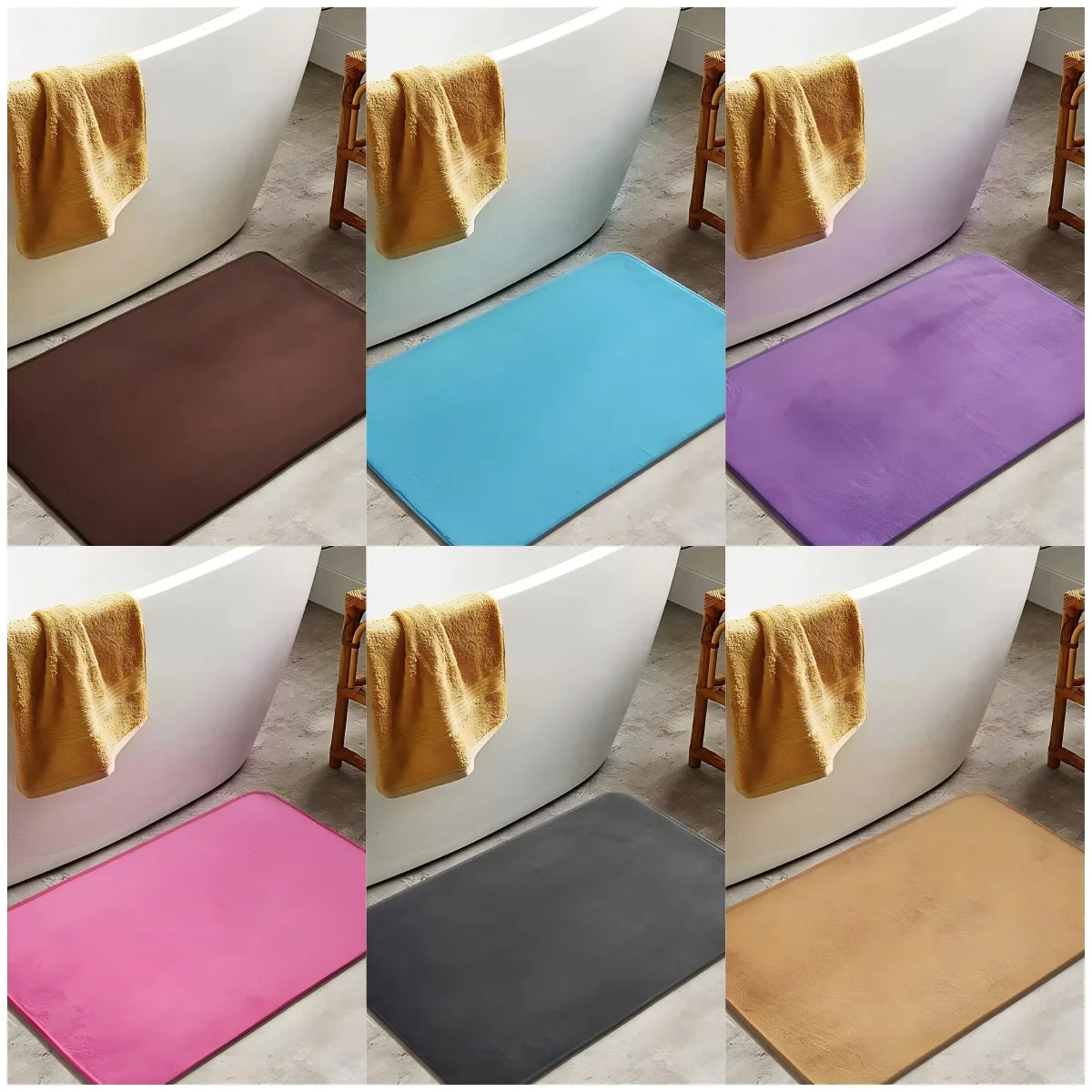 tapis bain polyester antidérapant moderne marron bleu violet rose gris intérieur extérieur