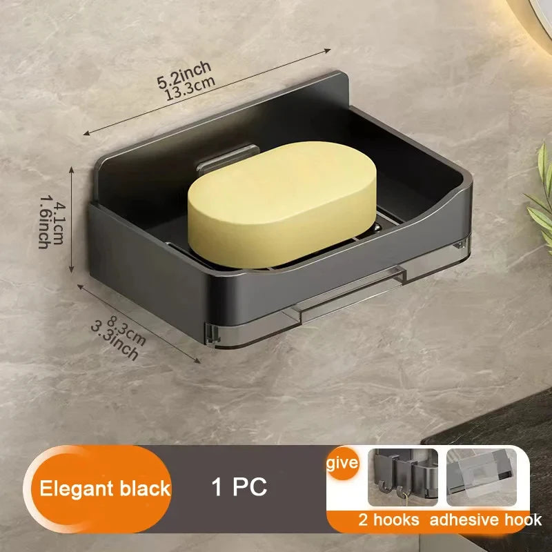 rangement mural adhésif savon eponge bac eau moderne gris jaune orange minimaliste