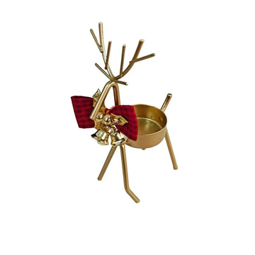 support bougie forme cerf or antlers stylisés noeud ruban moderne décoration table mariage centrope