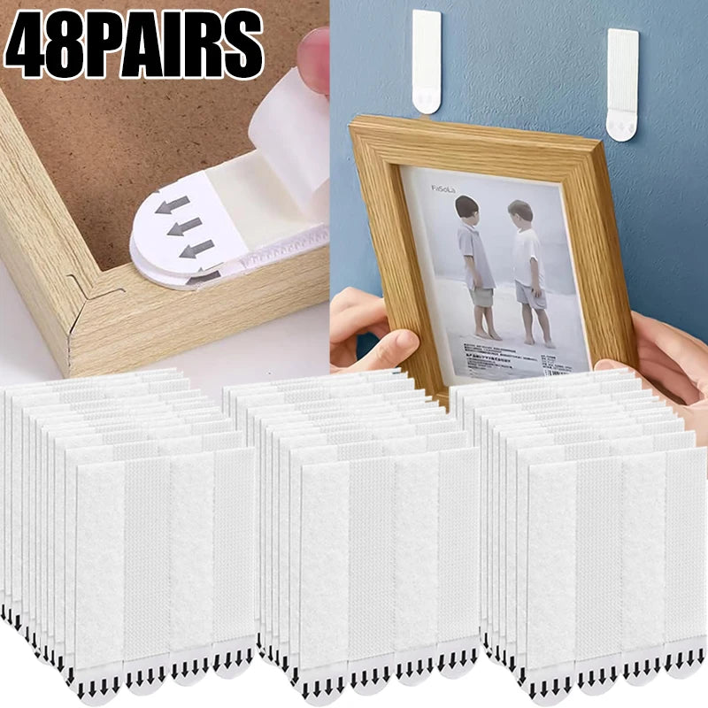 clips fixation cadre adhésif blanc moderne décoration mur suspendu photo maison DIY