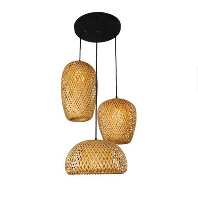 suspension lumineuse bambou tissé naturel moderne rustique 36cm 26cm 30cm echangible e27