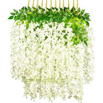 guirlandes artificielles décoration extérieure mariage blanc vert fleurs feuilles romantique jardin accrochéesextérieur festive