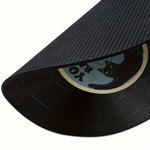 tapis souris rond imitation vinyle chat noir deco musicale antidérapant caoutchouc noir bleu beige