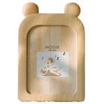 cadres photo décoration animaux tête souris girafe ours aspect bois clair rotatif beige marron