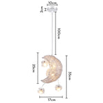 lampe suspendue moderne lune étoiles blanc doré salon chambre led
