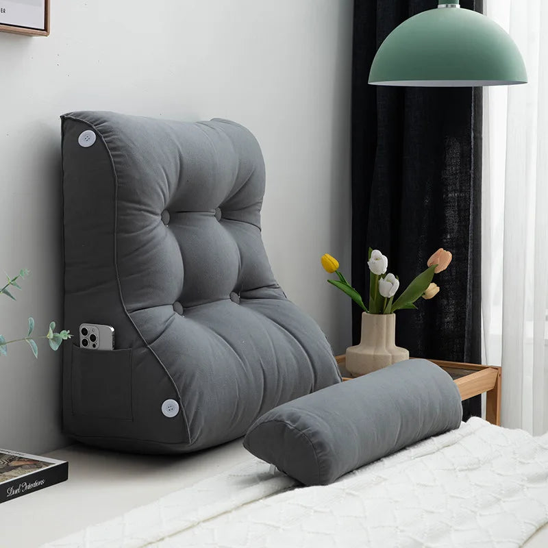 coussin inclinable adulte moderne beige gris rose marron boutons carrés lavable poches smartphone 45x55cm