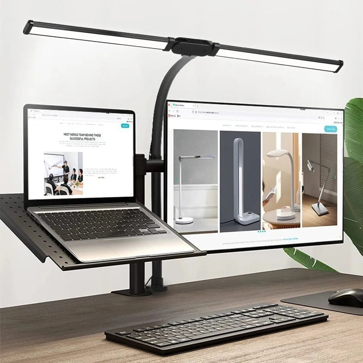 lampe led réglable double tête télécommande moderne gooseneck
