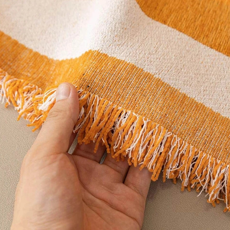 couverture canapé orange motif géométrique moderne adhésif lavable machine 180x230cm