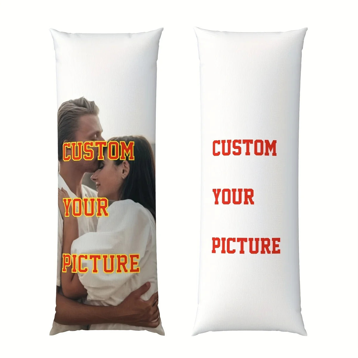 coussin corps entier imprimé photo blanc moderne zip invisible 50x137cm
