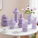 vase verre violet pastel moderne organique salle manger salon tablecoration floral