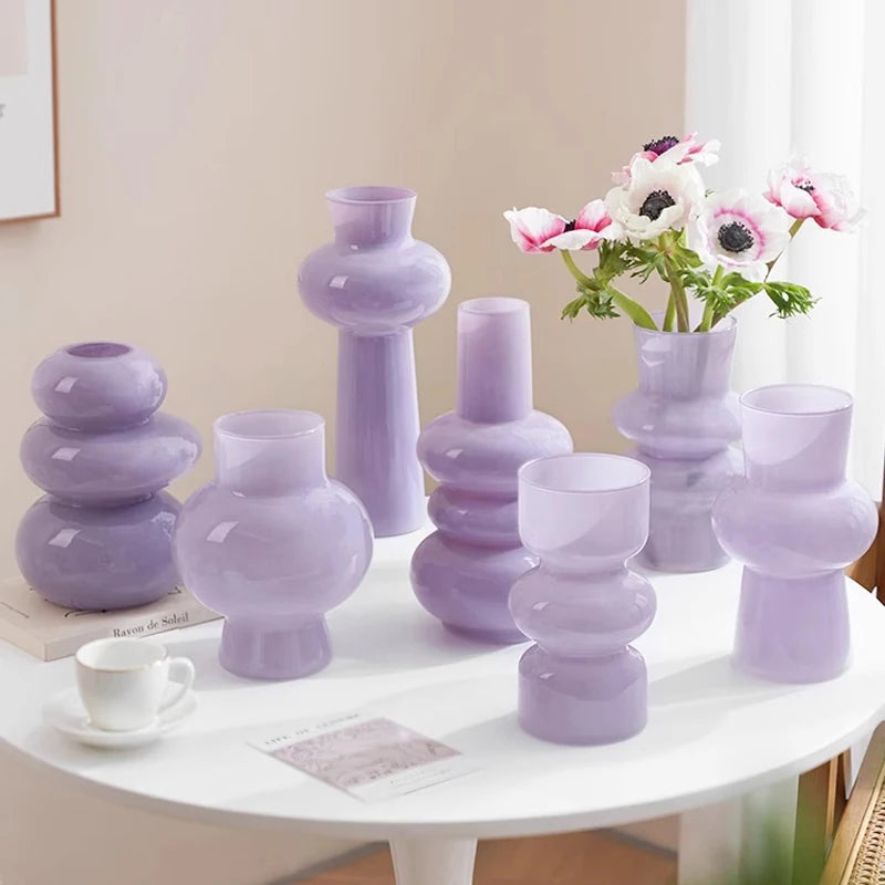 vase verre violet pastel moderne organique salle manger salon tablecoration floral