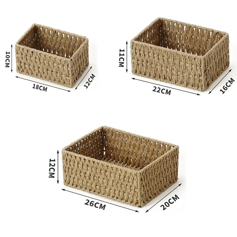 paniers rangement rotin tissage fin couleur beige rustiques rangement multiple respectueux environnement