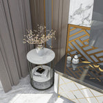 table d'appoint moderne marbre or blanc métal minimaliste vase livre plante