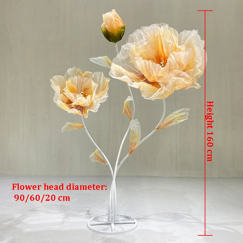 décoration mariage fleurs artificielles roses décoratives extérieur intérieur orange violet rose bleu semi transparents