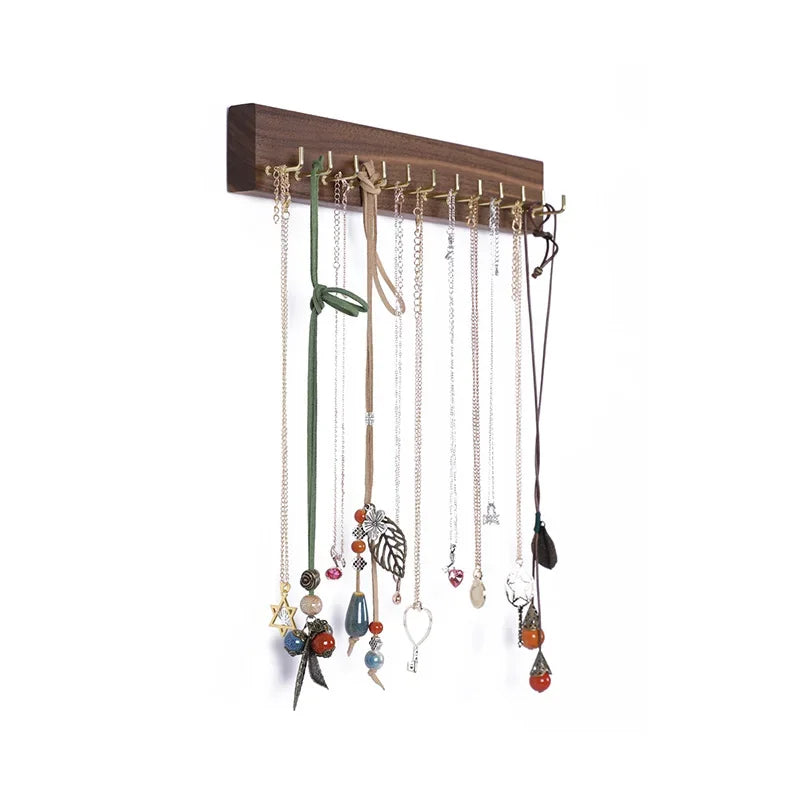 présentoir bijoux bois marron moderne colliers boucles d'oreilles rangement mural portable commercial domestique minimaliste