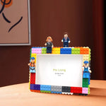cadre photo diy briques lego ludique coloré enfantin rouge jaune bleu vert violet orange