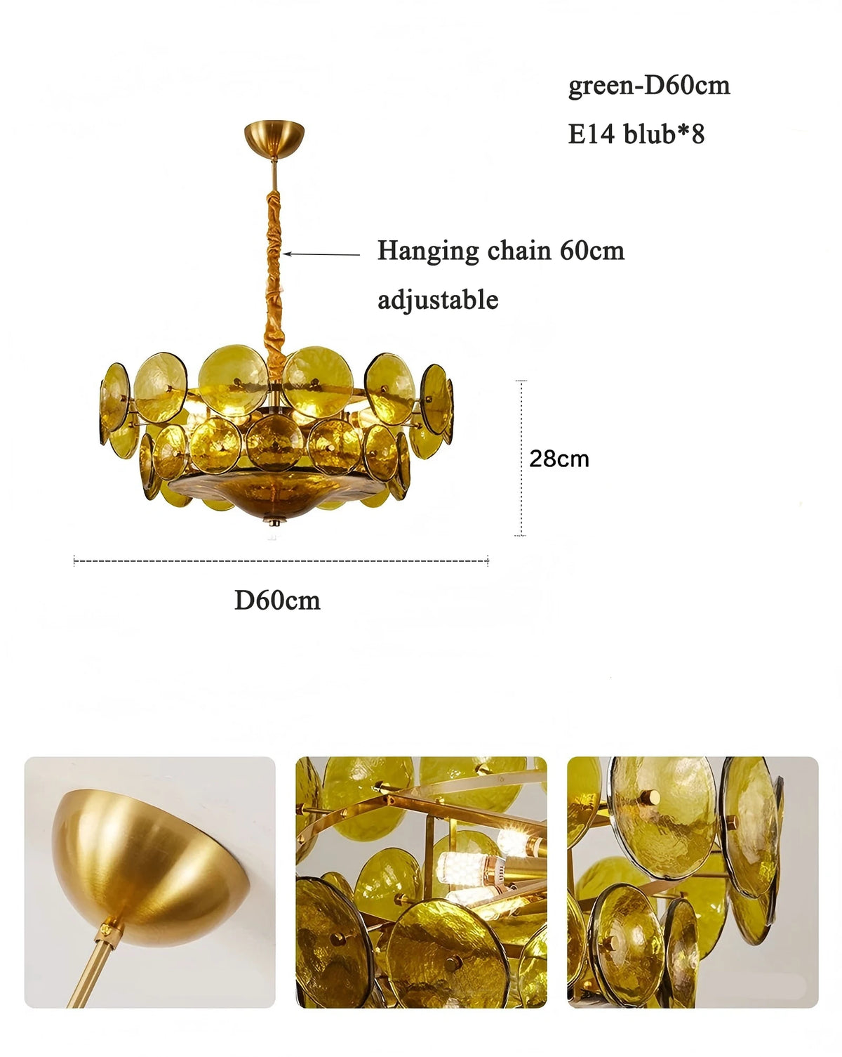 lampe suspendue moderne or vert ambre transparent salon restaurant chambre exposition cuisinehôtel