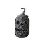 lanterne halloween citrouille tressée visage sculpté orange noire résine mat