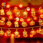 guirlande lumineuse chinoise festive lions poissons lanternes caractères rouges orange doré