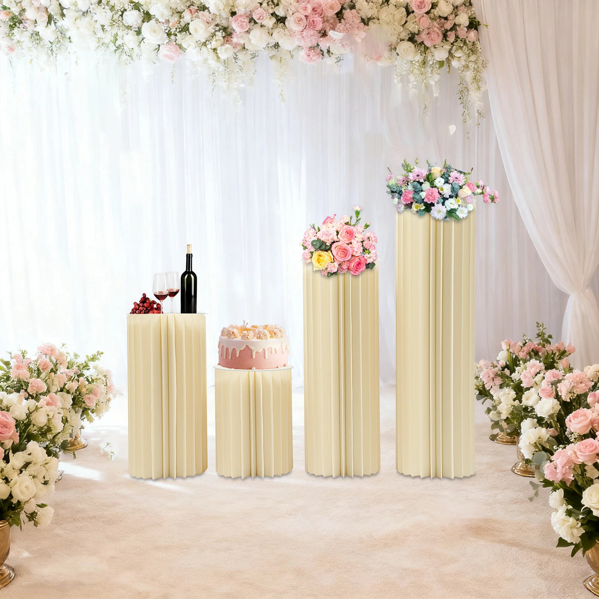 pieds table pliants moderne plissés beige clair occasion mariage anniversaire noël baptismesévénements