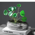 pots fleurs céramique abstraite géométrique moderne ondulée transparentes intérieur noir vert plantes artificielles