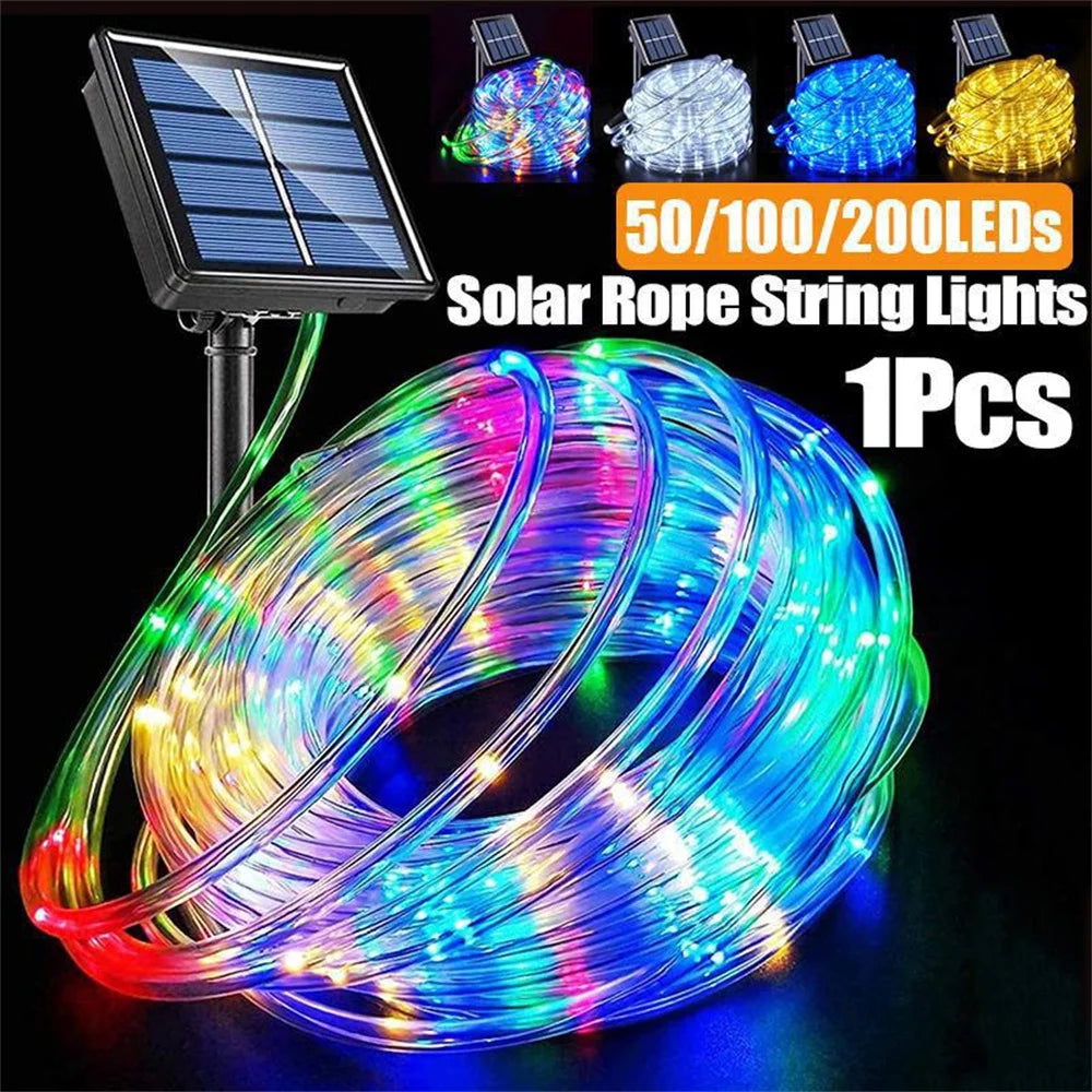 guirlande lumineuse solaire 200 led multicolore moderne 20m ip65