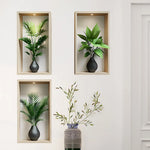 autocollants muraux modernes plantes vertes deco maison stickers muraux minimalistes feuillets vases noirs