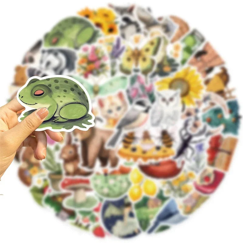 stickers pvc animaux fruits fleurs adhésifs scrapbooking décoration papeterie école divers motifs pack 10pcs